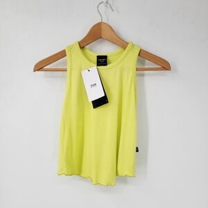 Terez Tank Top Size Large Lightweight Athletic Bright Yellow Cropped Workout Top